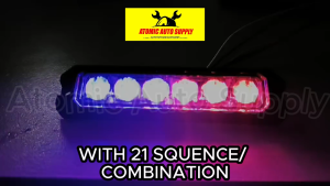 ATOMIC AUTO SUPPLY 6 LED 6R STROBE LIGHTS BLUE/RED 21 FLASHING SEQUENCES COMBINATIONS 6 HIGH BRIGHTNESS 6R LED