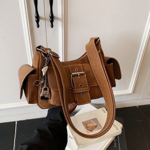 LZ69 Western Style Suede Multi Pocket Crossbody Bag For Women Retro Spicy Girl Fashion Shoulder Bag L69Z