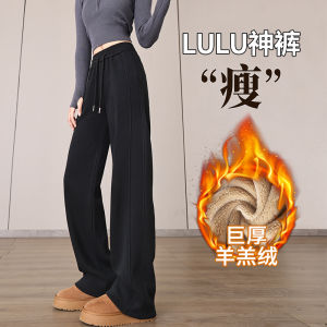 กางเกงขายาวทรงหลวมเอวสูงผ้ากำมะหยี่สีเทาสำหรับผู้หญิง กางเกงขายาวทรงหลวมสไตล์ลำลองสำหรับฤดูใบไม้ร่วงและฤดูหนาว กางเกงขายาวทรงสลิมฟิต