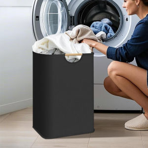 Large Laundry Hamper Collapsible Laundry Basket with Bamboo Handles Freestanding Waterproof Clothes Hamper for Laundry Room