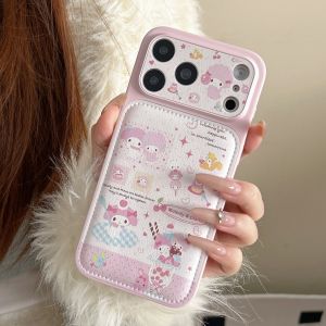 Sanrio | Cute Cartoon Sanrio Melody Leather Phone Case For iphone 17 16 15 14 Pro Max Camera Lens Shockproof Protection Soft Phone Cover
