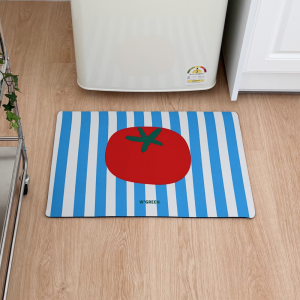 VIKAMA Cute Tomato Print Floor Mat Kitchen Bathroom Water-Absorbent Non-Slip Mat Entrance Hall Door Mat Home Decoration