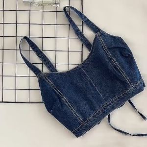 เสื้อเกาะอกยีนส์ เสื้อครอปยีนส์ เสื้อยีนส์แฟชั่น เสื้อยีนส์