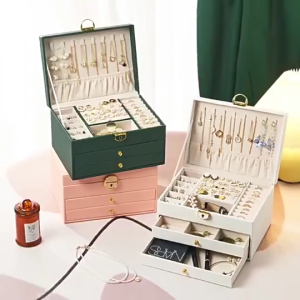 Jewelry Box 1-3 Layers Velvet Ring Necklace Jewelry Storage Box Earrings Display Tray