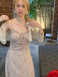 Váy Voan Dài Không Tay Họa Tiết Hoa Mùa Hè Cho Nữ Váy Dự Tiệc Bãi Biển Phong Cách Mới Váy Midi Chữ a Cổ Tròn Không Tay