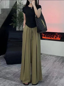 High Waist Crimp Loose Pants Womens Summer Culottes Socialite Draping Slim Looking Fancy Drape Casual Mopping Pants Pants