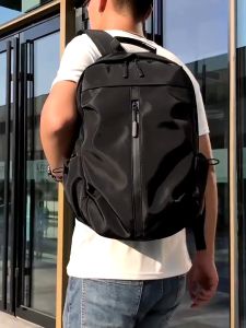 Lightweight Backpack With USB Port Solid Color Schoolbag Travel Bag Weekend Bag Nylon Durable And Waterproof 45*30*15CM