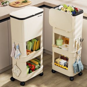 Tall Portable Large Capacity Covered Pedal Kitchen Trash Can