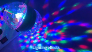 RGB LED Magic Ball Light Double Head Auto Rotating Disco Light Bulb E27 Screw Base for Party KTV Bar Birthday