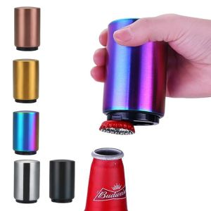 Stainless Steel Beer Bottle Opener Automatic Kitchen Accessories Beer Soda Supplies Kitchen Tool Cap Red Wine Bottle Opener Bar