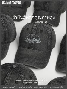 หมวกเบสบอลผ้าเดนิมสีเทาอ่อน หมวกเบสบอลทรงกว้างสำหรับผู้ชาย หมวกเบสบอลผ้าฝ้าย หมวกเบสบอลแบบลำลอง หมวกเบสบอลสำหรับฤดูร้อน