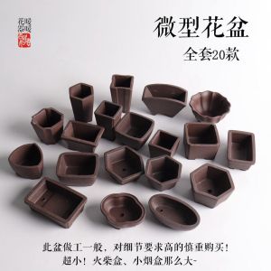 Miniature Purple Clay Flower Pot Succulent Thumb Planting Portable Breathable Potted Landscape Desktop Simple Style Greenery