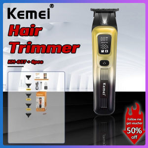 Kemei กรรไกร KM-037ปัตตาเลี่ยนไฟฟ้าของผู้ชายยูเอสบีชาร์จไวไฟฟ้าไร้สายไฟฟ้าดิจิตอลอัจฉริยะ
