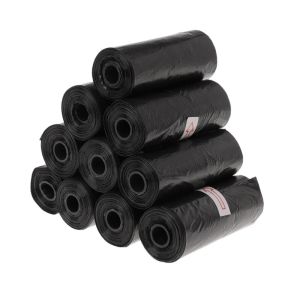 Pets Poo Bags Rolls Strong Thick Leakproof Disposable Waste Bin Bags Perfect For Dogs Cats Puppies Walking Road Black Color