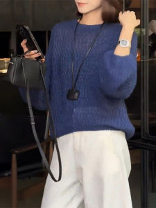 Fashionable round Neck Long Sleeve Knit Wear Ladies Vintage Loose Casual Slimming Top Autumn New Style Dance Blend Polyester Fibers