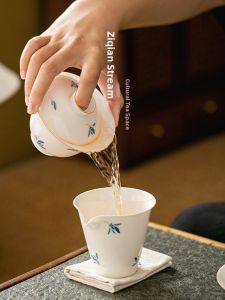 Hand-painted Orchid White Porcelain Gaiwan