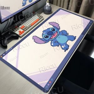 Potdemiel | Tấm Lót Chuột Phong Cách Anime Stitch Siêu Dễ Thương Chống Trượt Mềm Mại Chất Liệu Cao Su Dành Cho Bàn Phím & Máy Tính Cạnh Được Cố Định Dùng Cho Game Thủ.