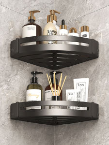 Bathroom Wall Mounted Triangle Basket Storage Rack No Drilling Required Toilet Washstand Organizer 3 Layers Space Aluminum