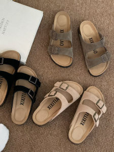 XIXITIAO | Slender Dual Strap Retro Suede Leather Flat Sandals