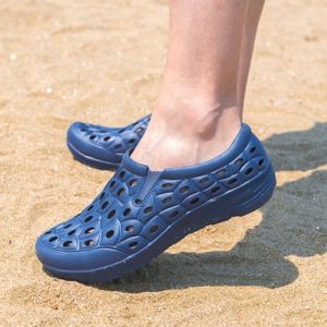 Mens Summer Sporty Slip-On Sandals Trendy Holey Casual Shoes Anti-Slip Lightweight Water Beach Shoes Korean Style Breathable