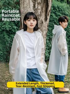 Transparent Heavy Rain Protection Poncho for Small Size Long