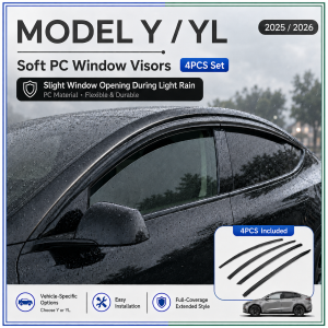 Tesla Model Y/YL Soft PC Window Visors 4PCS Set Slight Window Opening During Light Rain PC Material Flexible & Durable Vehicle Specific Options Easy Installation Full-Coverage Extended Style