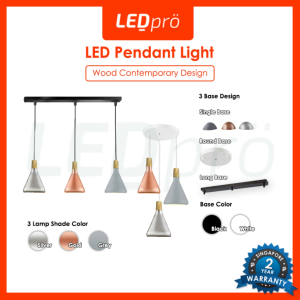 LED PRO LIGHT/Rose Gold Pendant/Hanging/Dining Light Wood Type SG Local Seller (Free Bulb)