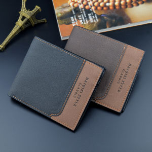 Mens Short Wallet Fashionable Color Block Slim Large Capacity Matte Zipper Horizontal Soft PU Leather Business OL Style