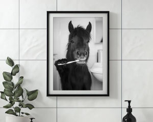 Brushing Teeth Animal Art Poster Lion Monkey Horse Rabbit Dog Cat Eagle Funny Bathroom Wall Stickers Bathroom Animals Home Decor