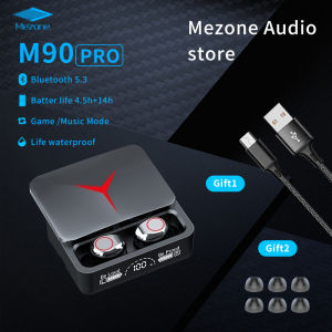 Mezone M90 Pro Wireless Earphones Bluetooth 5.3 Zero Delay Game Earphones Bluetooth High Fidelity Intelligent Noise Reduction LED Digital Display Bluetooth Compatible Mini Music Sports Earphones Battery Life