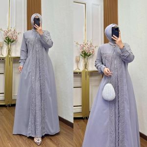Gamis Wanita Terbaru 2025 Senada Dress Matt Ceruty Babydoll Brukat Cantili Payet Gamis Dress Wanita Pesta Kondangan Kekinian