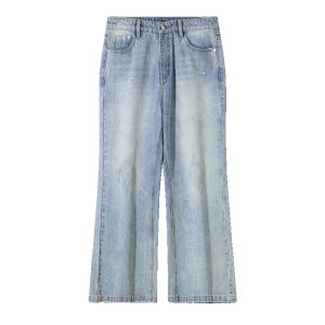 Lilbetter Loose Fit Vintage Washed Denim Jeans mid Waist Long Straight Leg Fashion Urban Style Cotton Polyester Blend