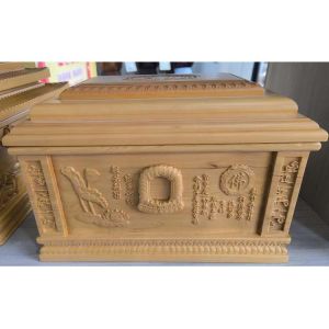 High-End Golden Silk Camphor Wood Small Coffin Ash Box Burial Skull Box Solid Wood Casket Home Delivery Service Available