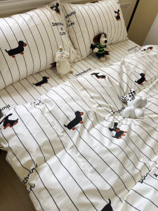 หนาขึ้น ผ้าปูที่นอนผ้าฝ้ายแท้ชิ้นเดียวผ้าฝ้าย 10015 ม ผ้าห่มผ้าฝ้าย 100 ชุดสามชิ้นพืช ลายดอก