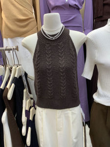 เสื้อกั๊กถักนิตติ้งคอวีผ้าขนสัตว์ผสมผู้หญิงฤดูใบไม้ร่วงปี 2025 เสื้อสเวตเตอร์แขนกุดคอวีสั้นสวมใส่สบายระบายอากาศได้ดี