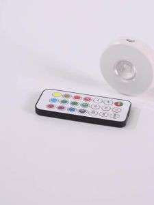 USB Rechargeable Under Cabinet Lights RGB Led Night Light Spotlights for Kitchen Display Closet with Remote Control Dimmable