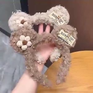 Bando Telinga Beruang Bear Bulu Wool Hairband fashion Korean Style fur Bear Easr Motif Daisy Banda karakter Beruang Cute PST