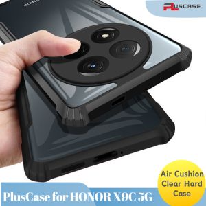 PlusCase for HONOR X9c 5G Case Air Cushion Hard Crystal Clear Back Soft Border Shockproof Full Protection Phone Casing