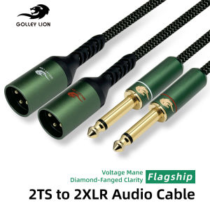 GOLLEY LION Dual 6.35มม. TS ถึง2 XLR ตัวผู้ทองแดงชุบเงินสายออดิโอขั้วต่อเสียงสมดุลสำหรับอุปกรณ์ Pro Studio