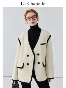 Áo Khoác La Chapelle Cổ Chữ V Màu Khối Rộng Phong Cách Pháp Cho Nữ Áo Khoác Ngoài Ngắn Thường Ngày Mùa Thu 2023