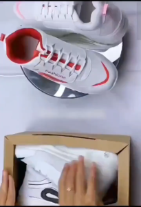 sepatu olahraga wanita sport Sneakers Wanita Polos Mesh Putih Merah Sol Tinggi