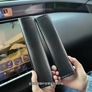 2PCS Phụ Kiện Bảo Vệ Dây An Toàn Xe Hơi Bằng Da Sợi Carbon Thân Thiện Với Da Chống Siết Cổ Bảo Vệ Vai