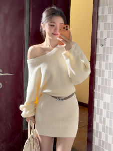 CHANGTONG | Slanted Shoulder Waist-Cinching Dress