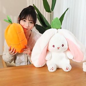 2 in1 Long Ear Strawberry Rabbit Plush toys Cute Carrot Rabbit New variants Doll Animal Stuffed Doll