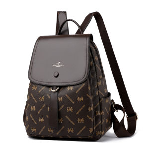 Leather Double Shoulder Bag Womens Large Capacity Casual Travel Backpack Fashionable 2025 New Style Rose Kangaroo Brand