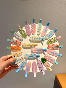 Kẹp tóc không đường may hình nơ kẻ caro ngọt ngào và dễ thương cho phụ nữ kẹp tóc mái lệch ins Kẹp tóc hình mỏ vịt phụ kiện tóc