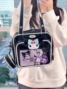 100% Authentic Sanrio Kuromi Kids Bags Shoulder Bag Handbag for Girls Jelly bags Portable Cinnamoroll Birthday Gift 35018