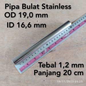 Pipa Bulat Stainless OD 190 mm ID 166 mm Tebal 12 mm Panjang 20 cm