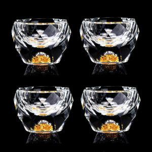 4pcs 50ml Crystal Faceted Liquor Glasses Set Vodka Whiskey Spirits Glasses Turquoise / Golden Wine Cup Soju Brandy Bar Utensils