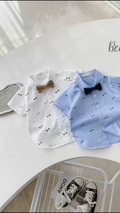 BE137 Bộ áo sơ mi quần đùi BEEMO quần áo bé trai phong cách công tử đi chơi đi tiệc